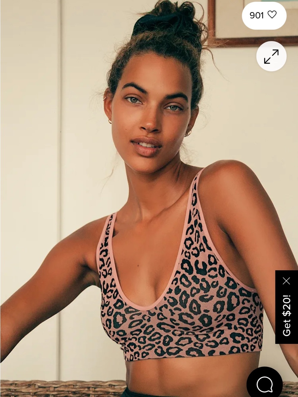 Lulus Hold a Pose Mauve Leopard Print Low Impact Sports Bra Size XS/S